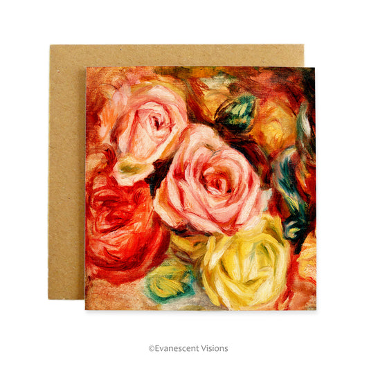 Renoir Roses floral Art Greeting Card with envelope