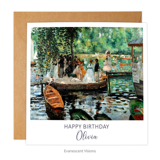 Personalised Renoir La Grenouillère Art birthday card