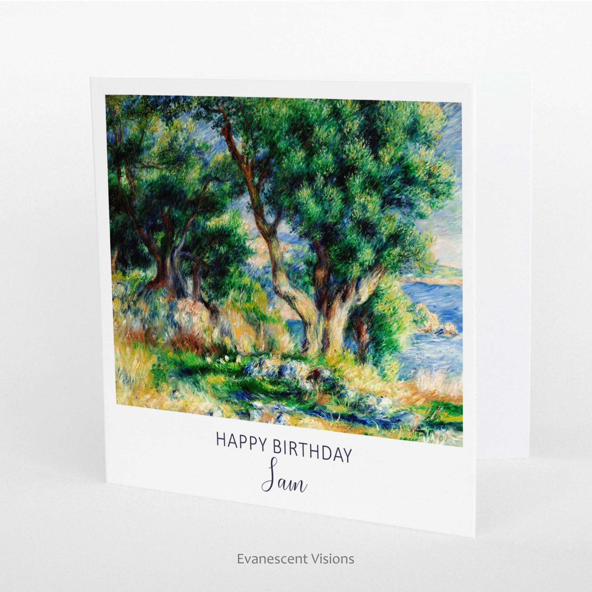 Renoir Landscape on the Coast near Menton Personalised Birthday Card standing up