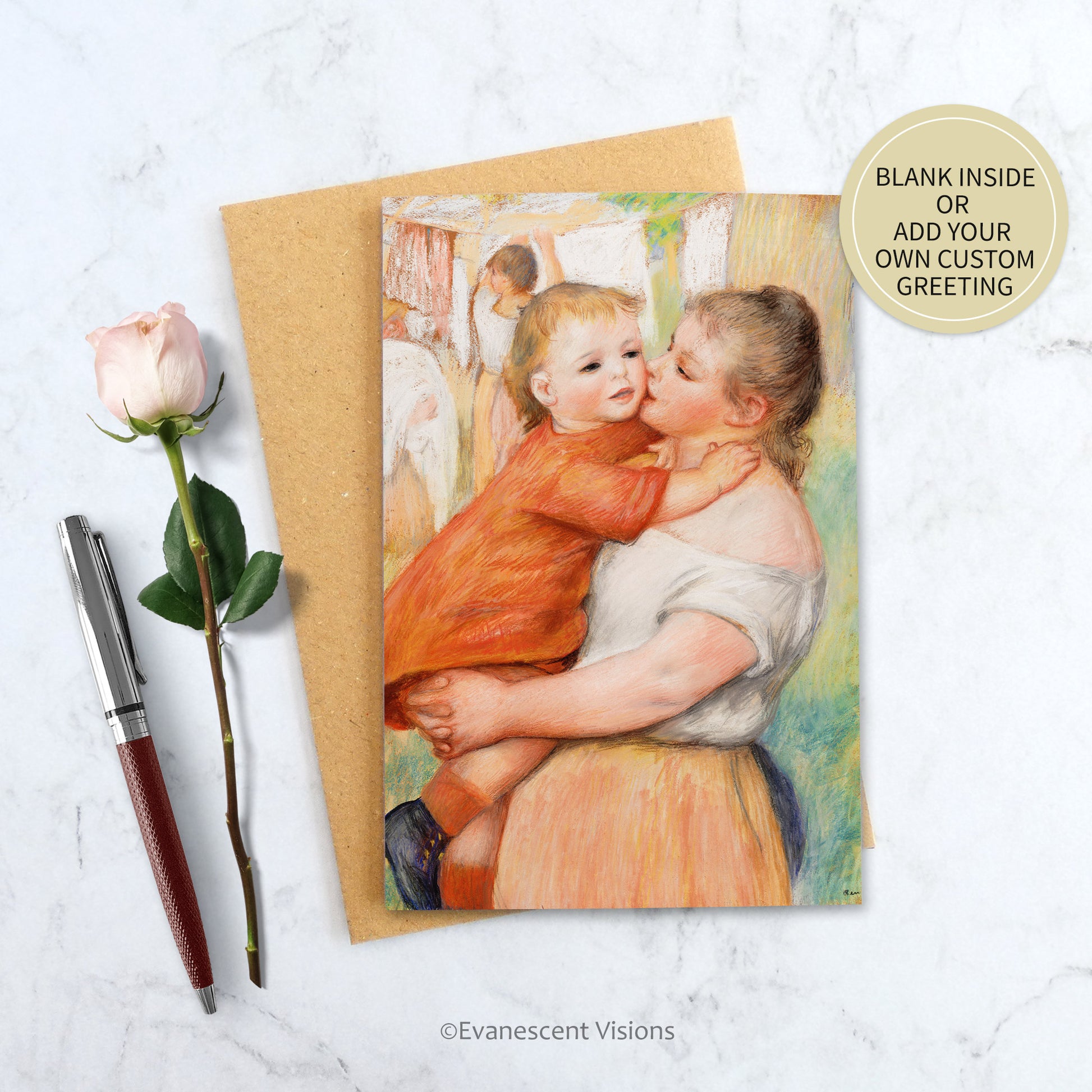 Renoir Mother and Child Fine Card, Laundress and child