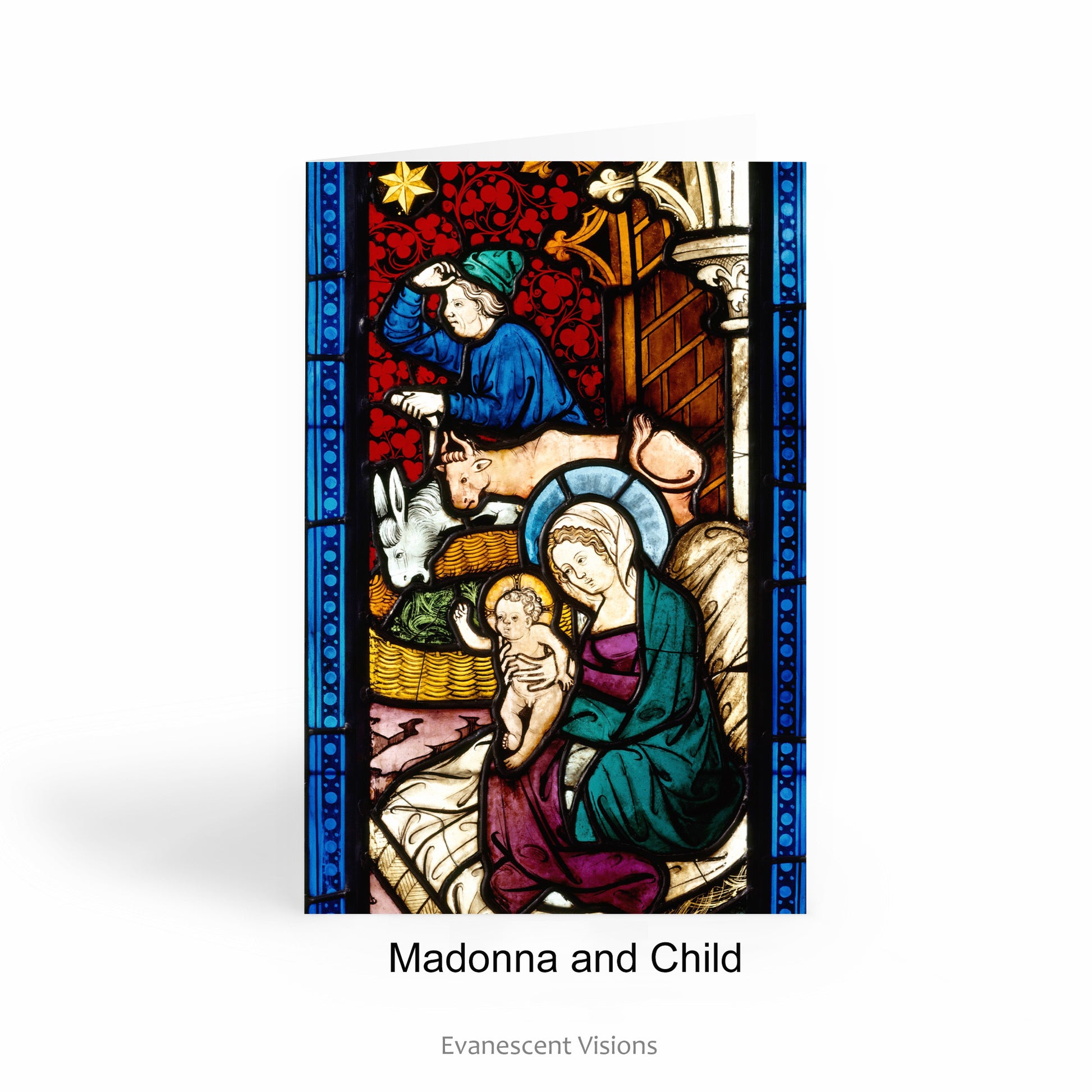 Medieval Stained Glass Madonna and Child Art Christmas Cards