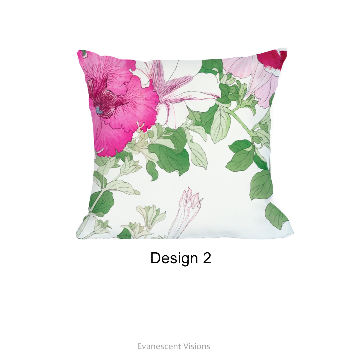 Design option 2 for the Pink Floral Japanese Art Decorative Cushion