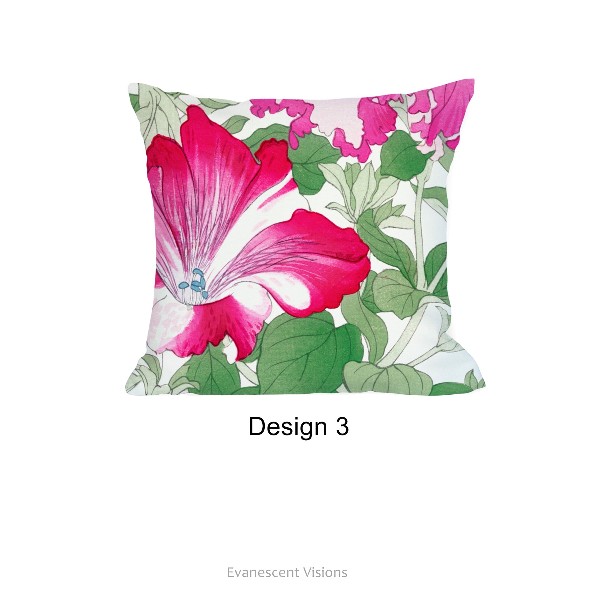 Design option 3 for the Pink Floral Japanese Art Decorative Cushion