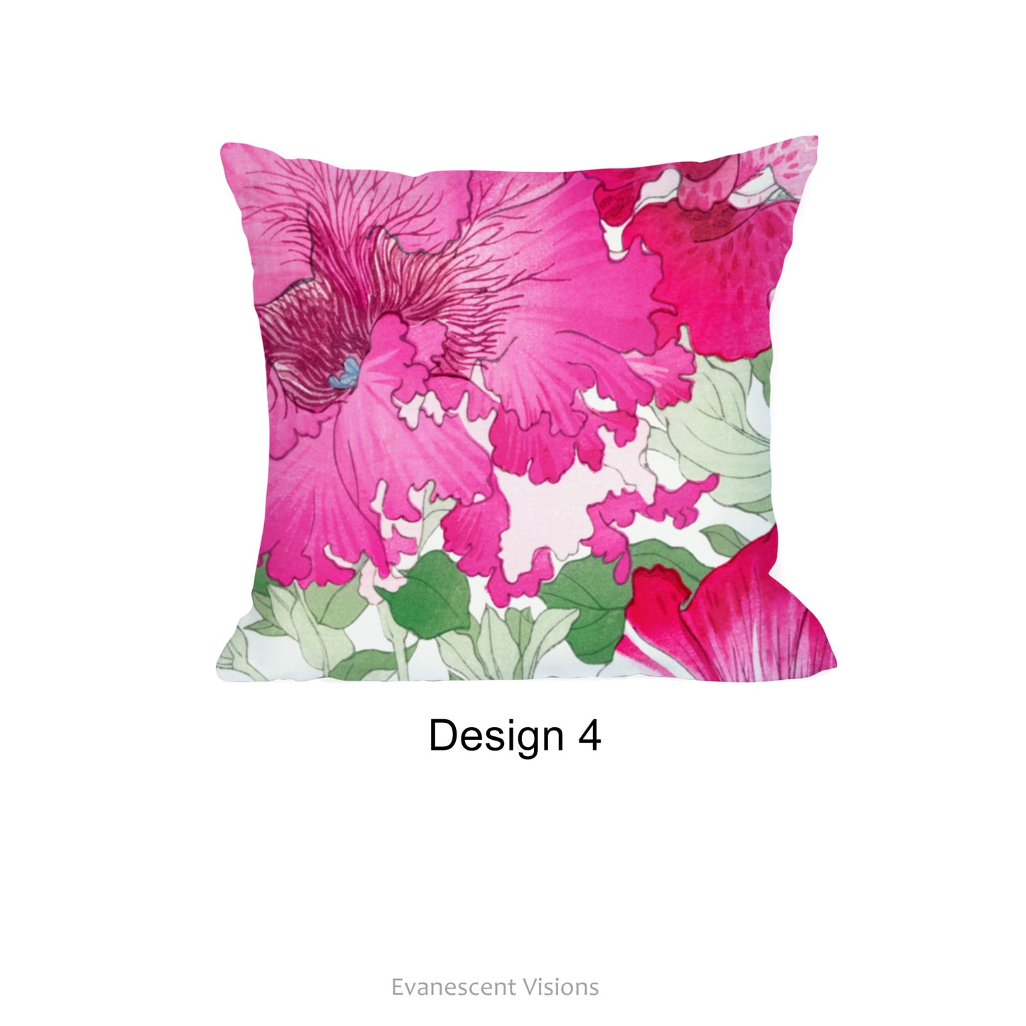 Design option 4 for the Pink Floral Japanese Art Decorative Cushion