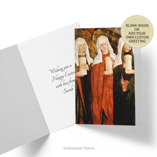 Three Marys at the Tomb of Christ Art Card with inside view of a personalised greeting 