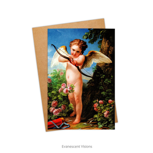 Mischievous Cupid Romantic Fine Art Card  with envelope