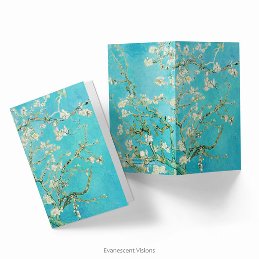 Front and back views of the Van Gogh's Almond Blossom Art Notecard