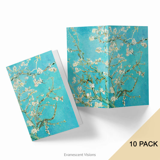 Front and back views of the Almond Blossom by Vincent Van Gogh Art Notecards