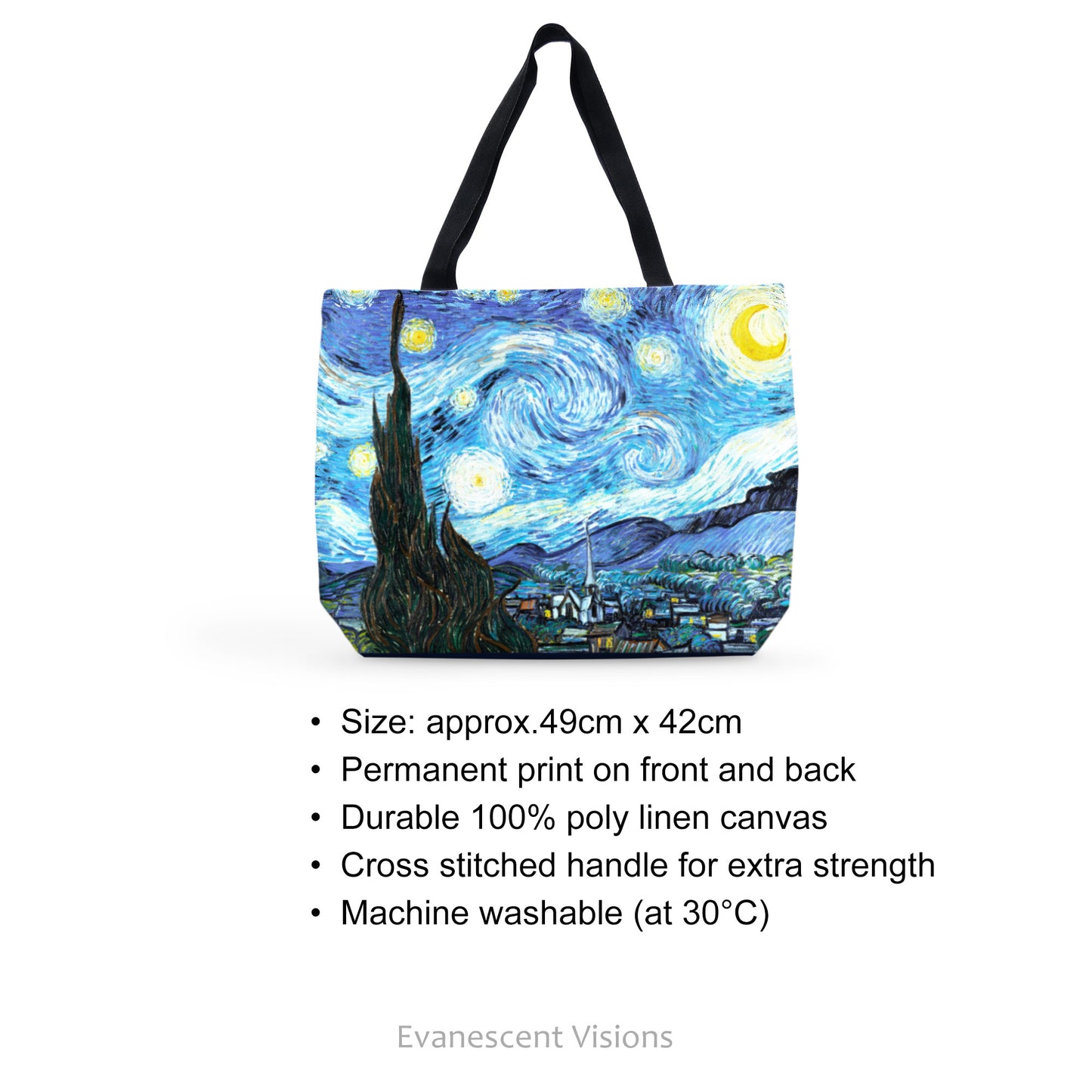 Starry Night Van Gogh Art Large Tote Bag product details