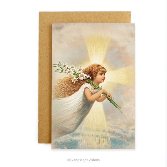 Vintage Style Angel and Cross Greeting Card with envelope