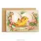 Vintage art easter chick with egg greeting card with envelope.