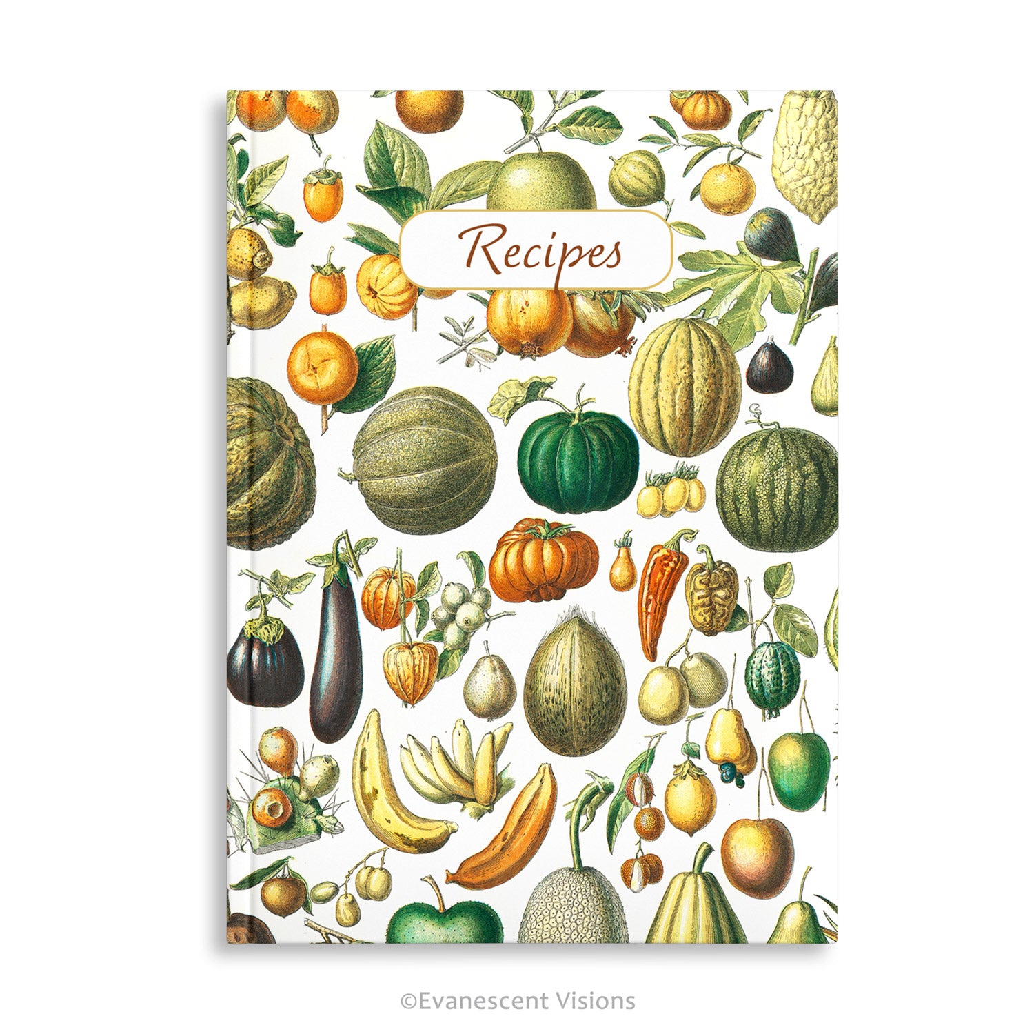 Vintage Fruit and Vegetables Patterned Hardcover Recipe Notebook