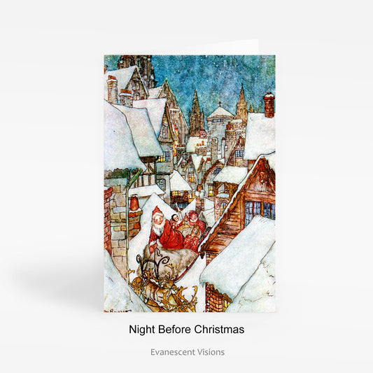 Vintage Victorian and Edwardian Illustration Christmas Cards with Night Before Christmas scene