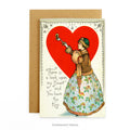 Vintage design Lock and Key Valentine Card with envelope