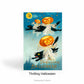 Vintage Illustration Halloween Card with pumpkins and black cats