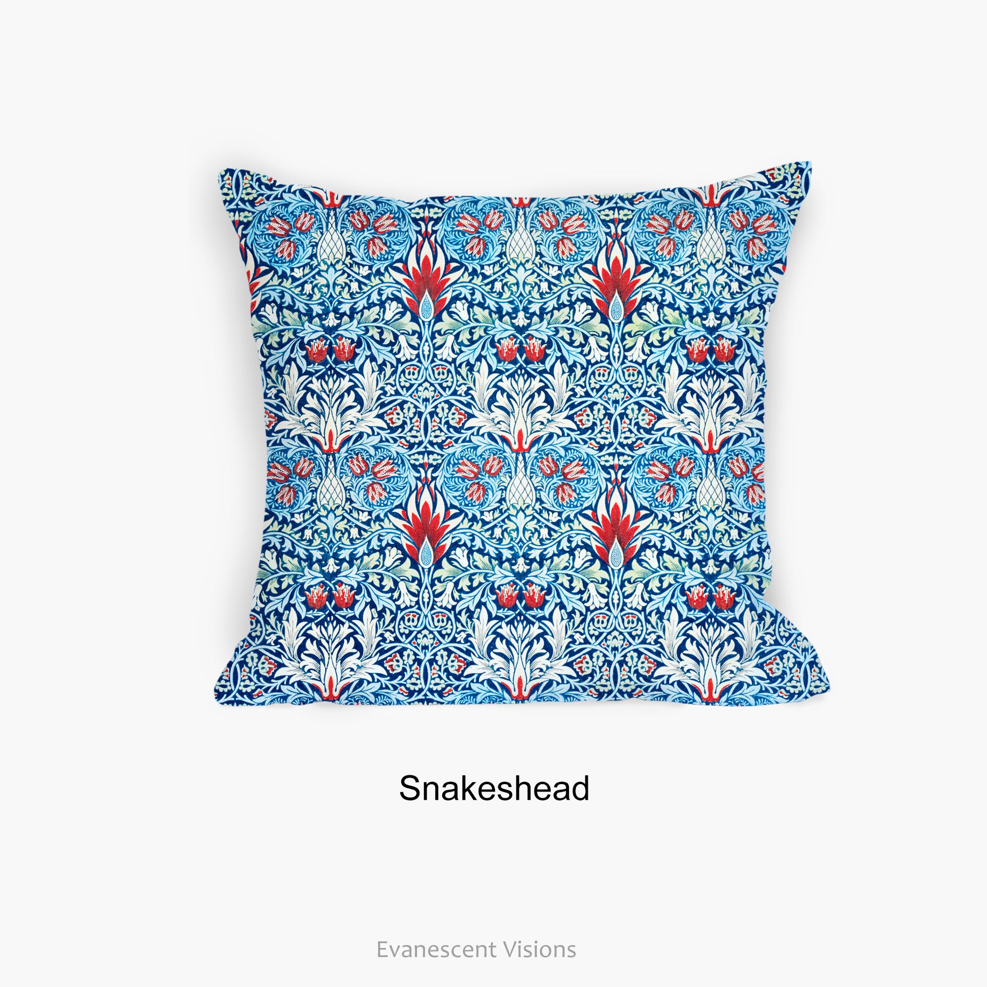 William Morris Patterned Decorative Art Cushion, Snakeshead design