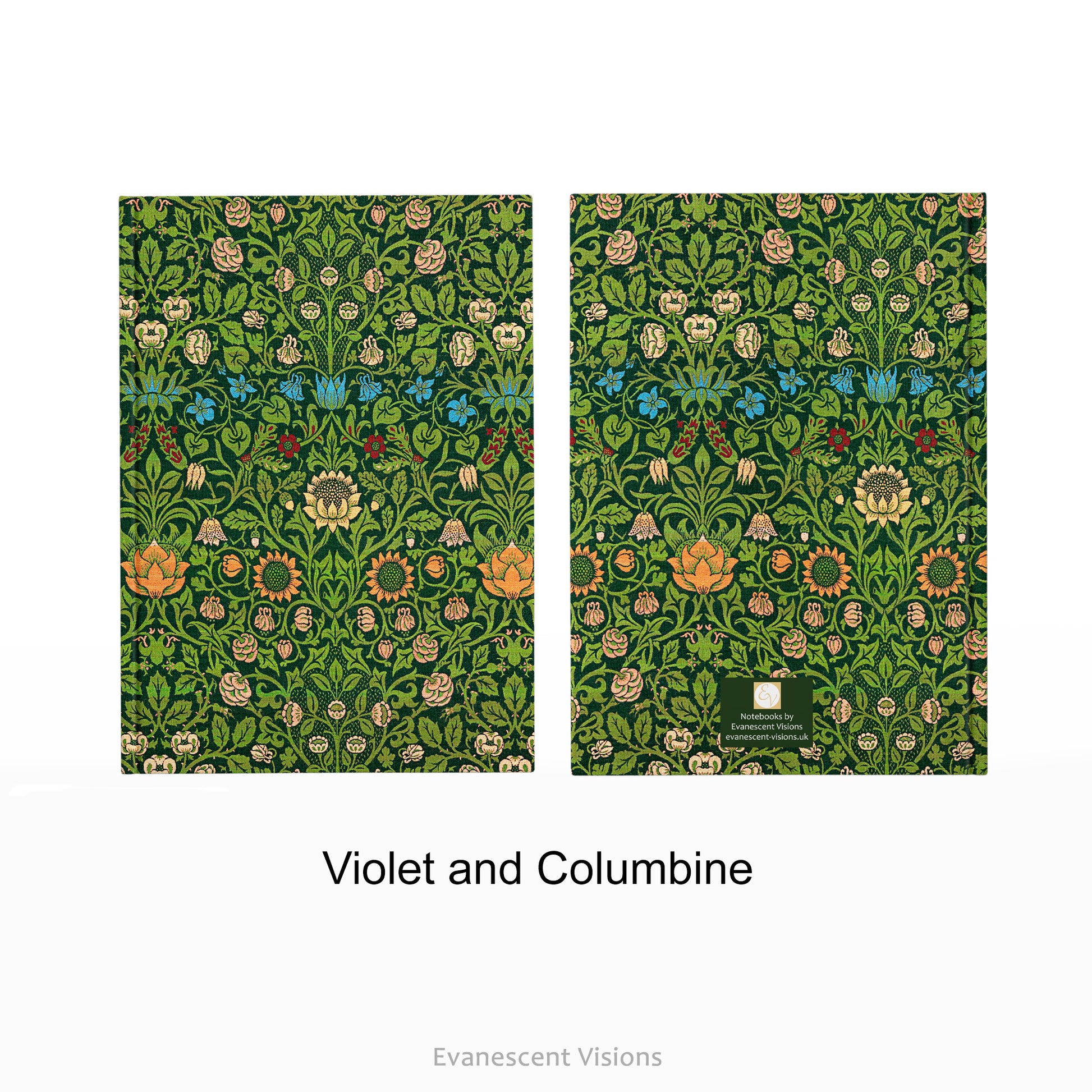 William Morris Patterned Hardcover Notebook with Violet and Columbine design