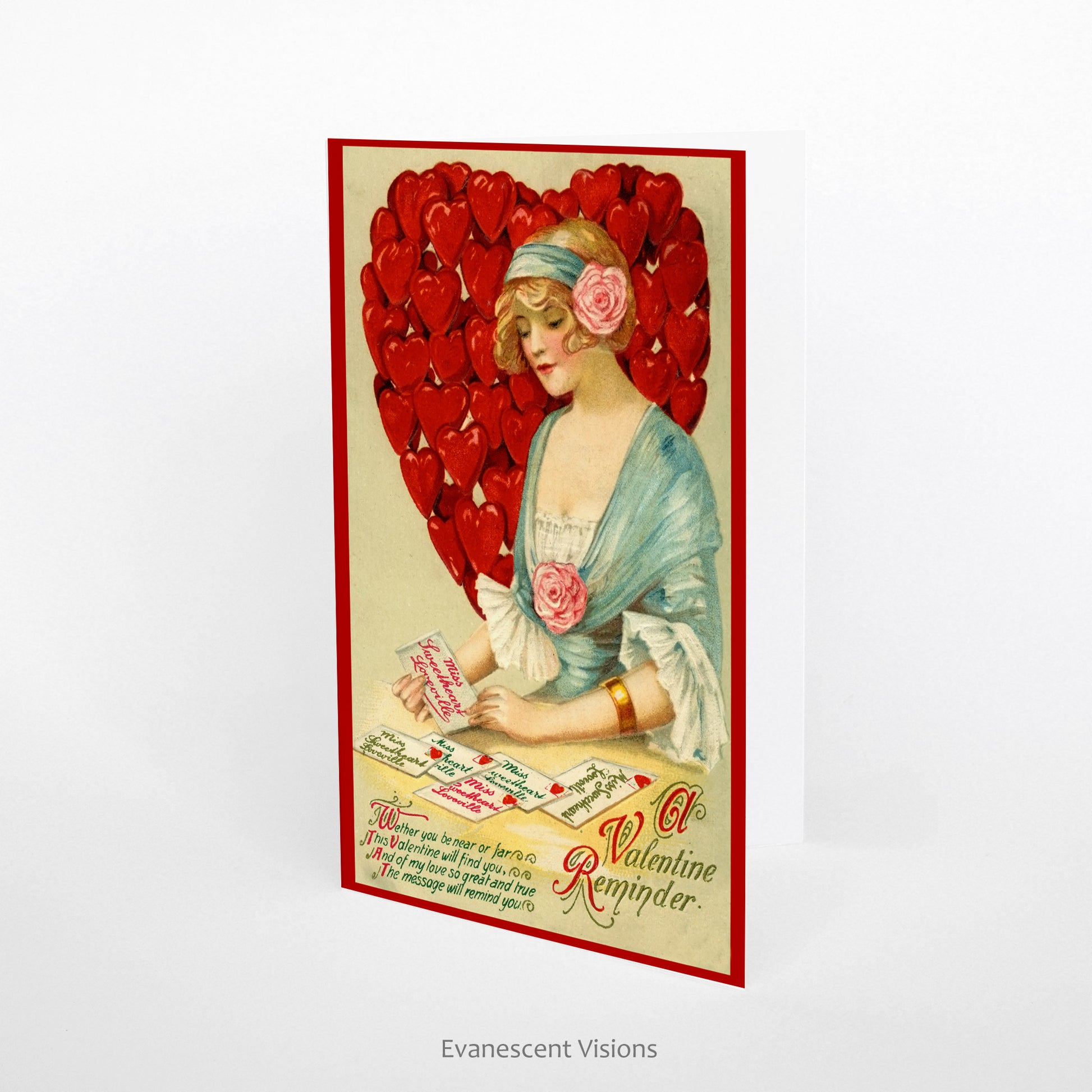 Vintage Lady with Hearts Valentine Card