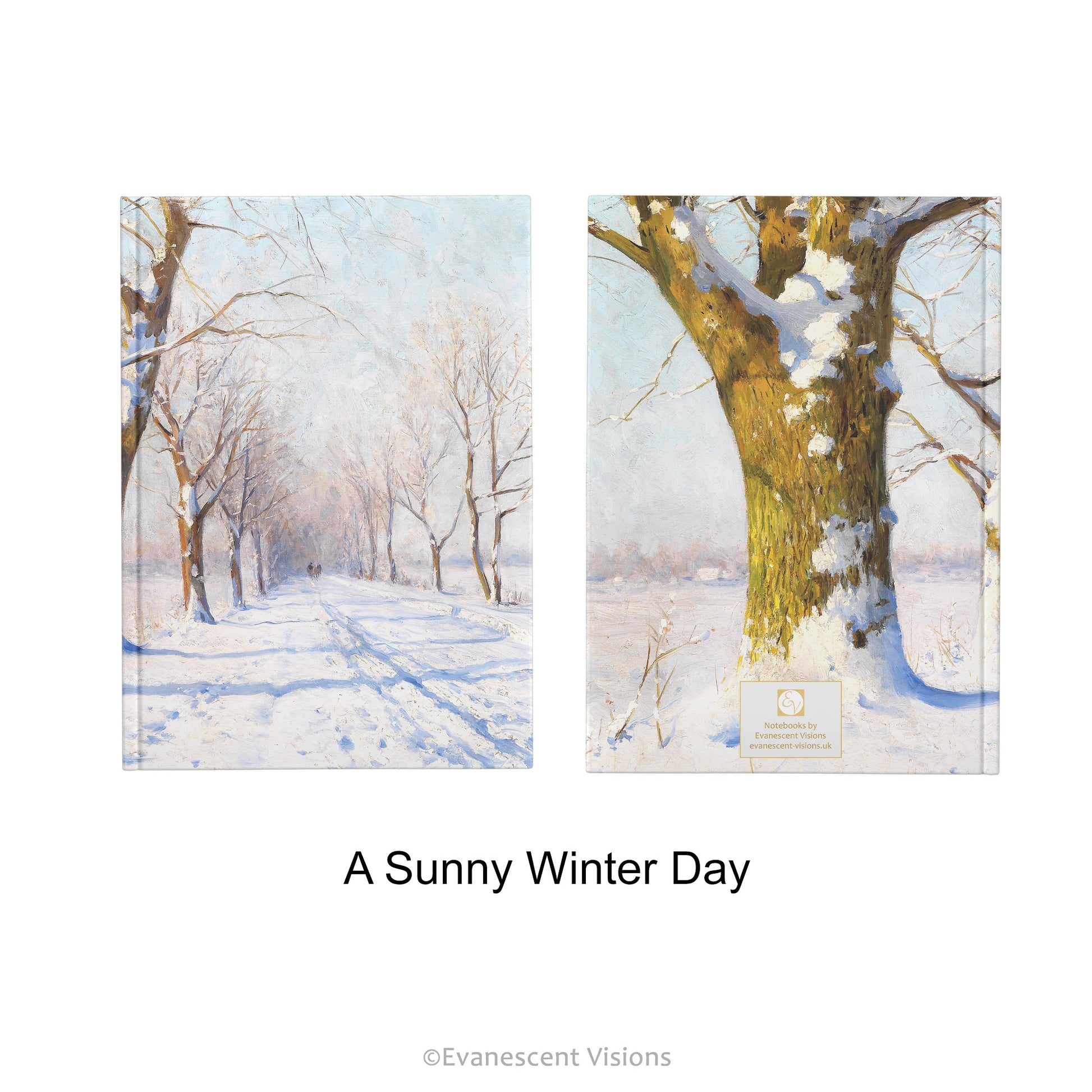 Snowy Winter Landscapes Hardcover Notebook with design option A sunny Winter Day