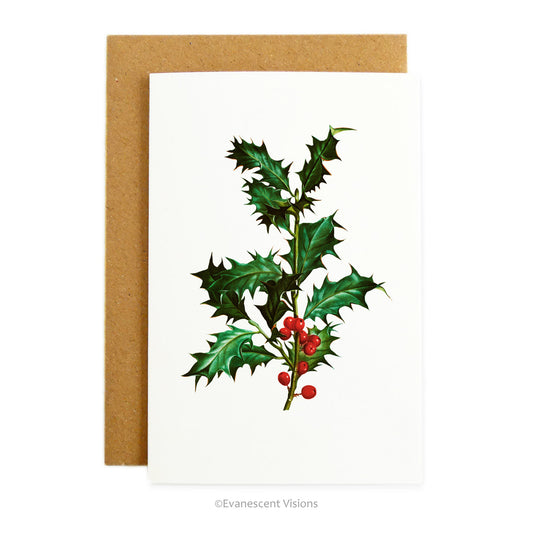 Holly Christmas Greeting Card with envelope