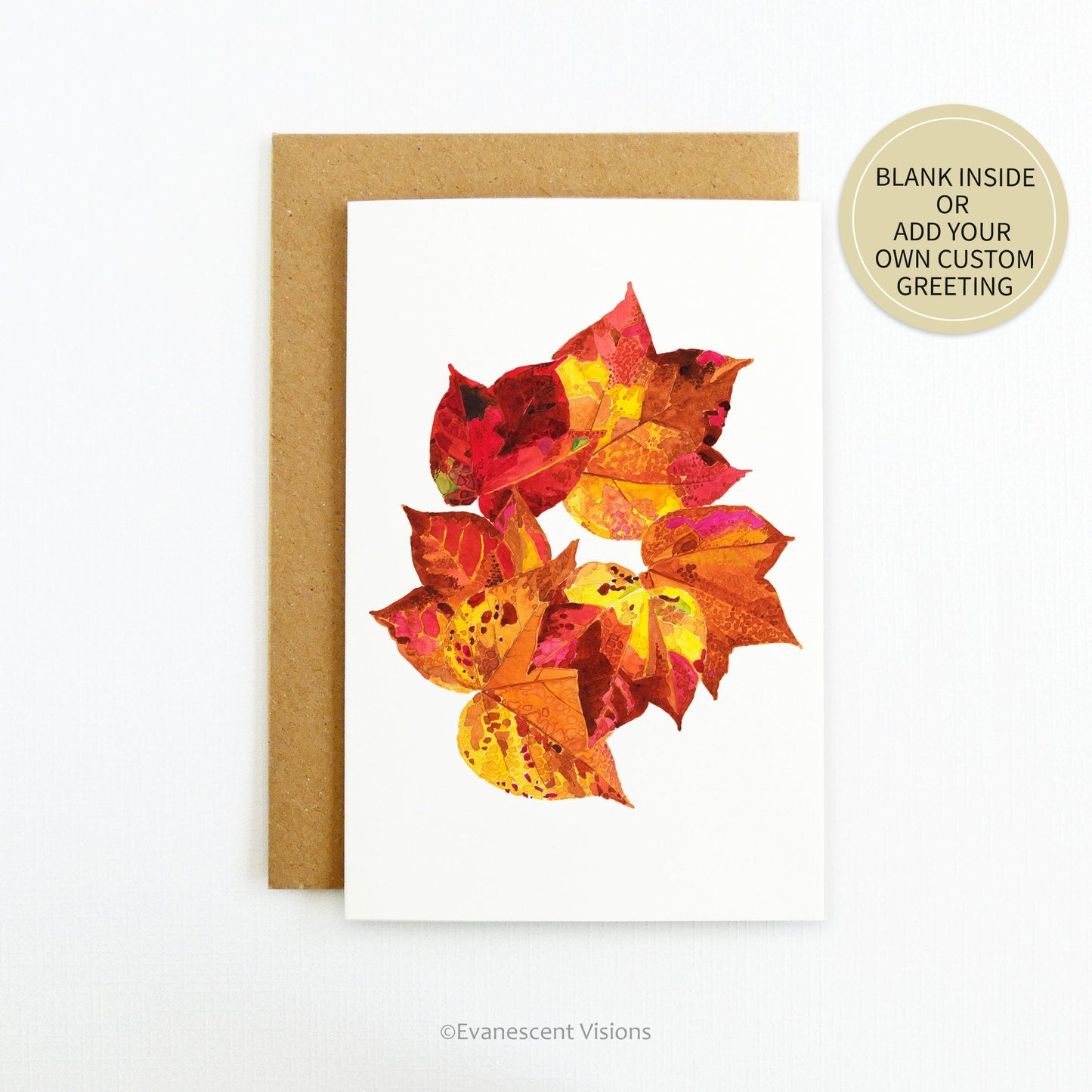 Autumn Leaves Greeting Cards, personalised or blank inside