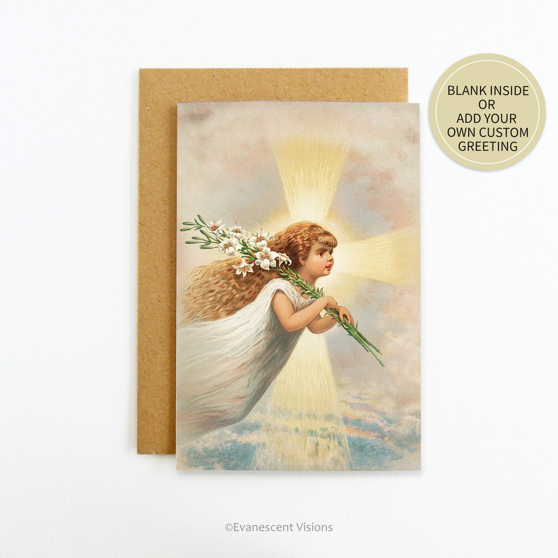 Vintage Style Angel Card personalised or blank inside
