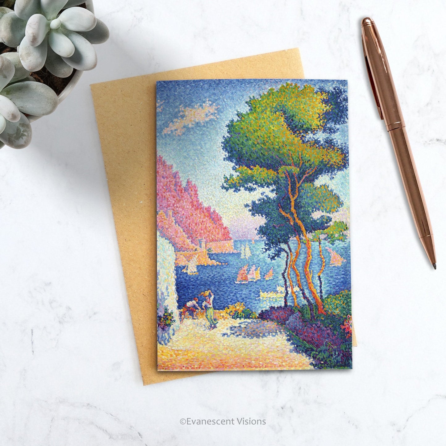 Paul Signac 'Capo Di Noli' Fine Art Cards, Pack of 10, Personalised or Blank