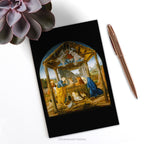 Botticelli Nativity Christmas Card on a desk